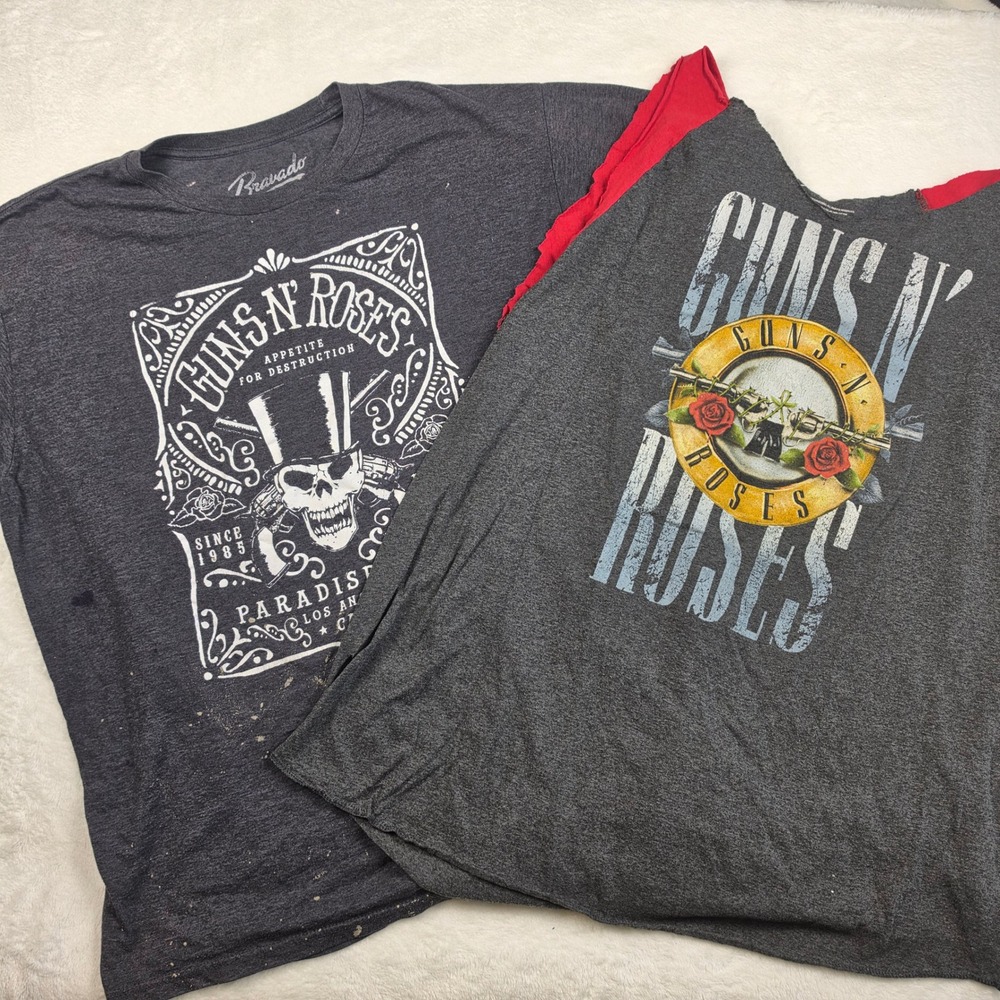 Bravado Guns N Roses Graphic Tee Mens XL Grey Good Distressed Paradise City